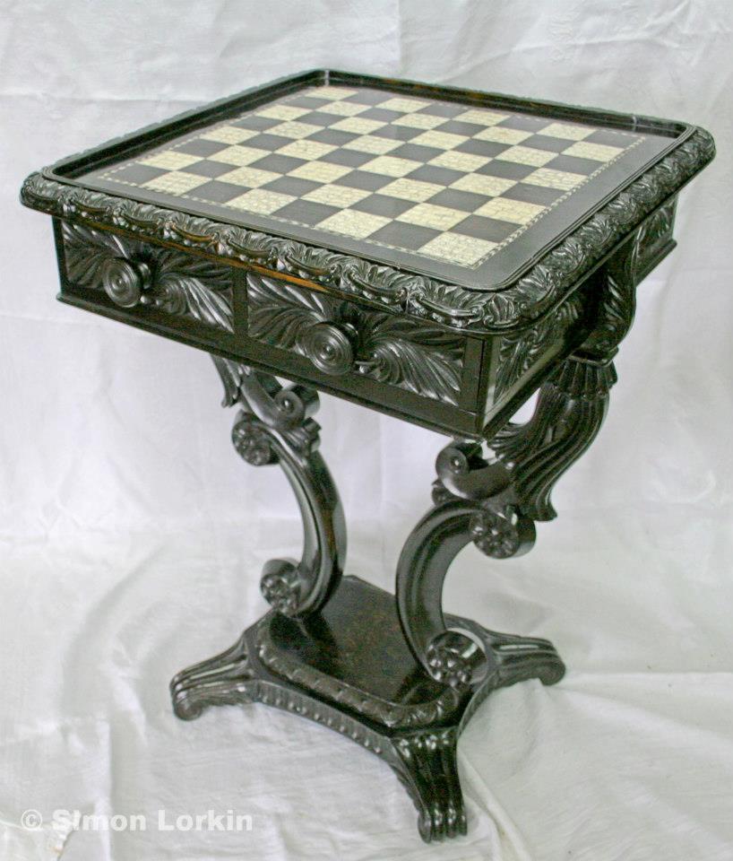 Indian chess table restoration - Simon Lokin - Antique Restorer Surrey
